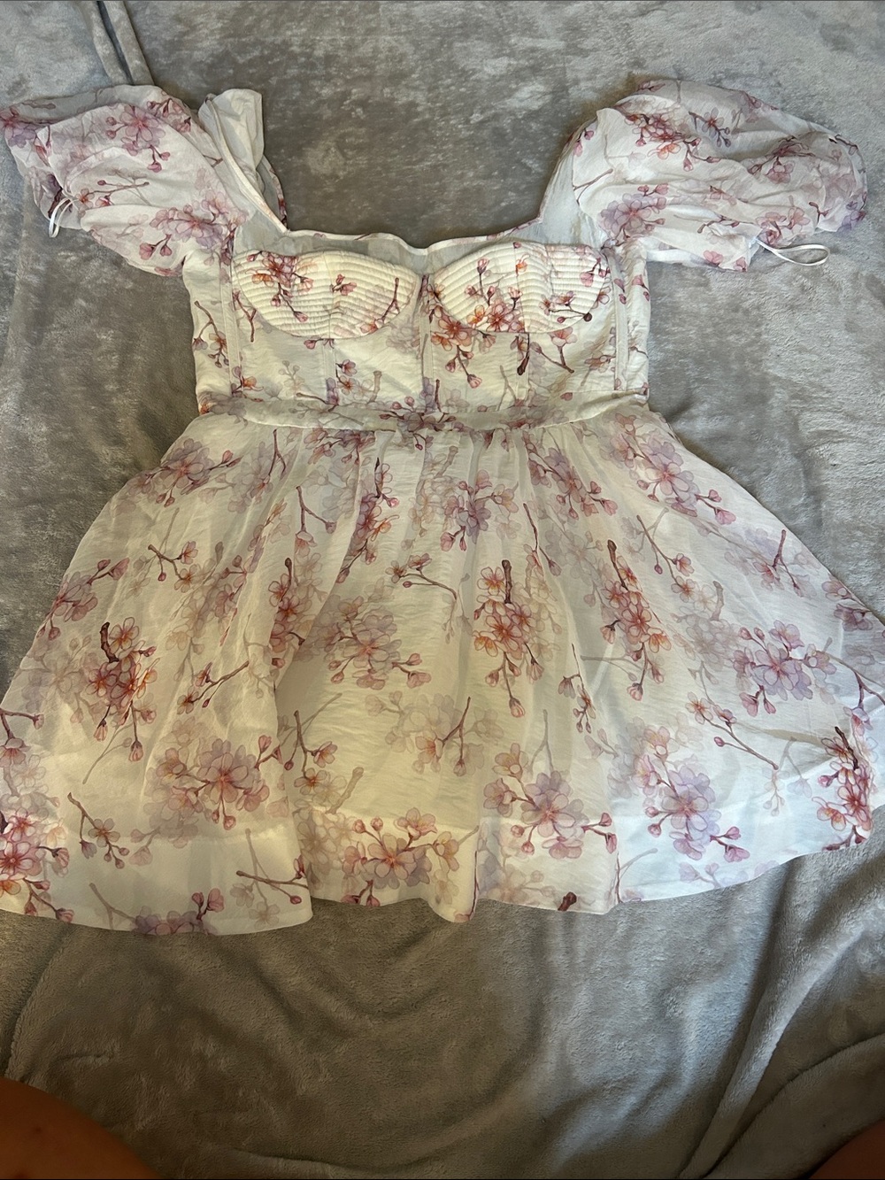 Bardot gracious mini dress with puff sleeves